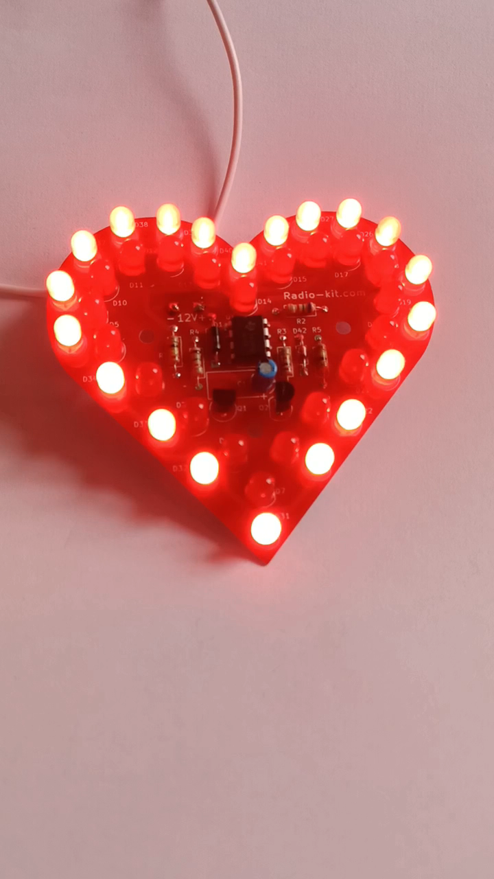RED Flashing Heart, St. Valentine's Day, Light-Up Blinking DIY KIT K204.1 - Image 2
