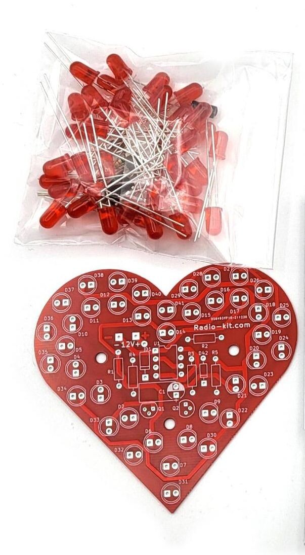 RED Flashing Heart, St. Valentine's Day, Light-Up Blinking DIY KIT K204.1 - Image 3