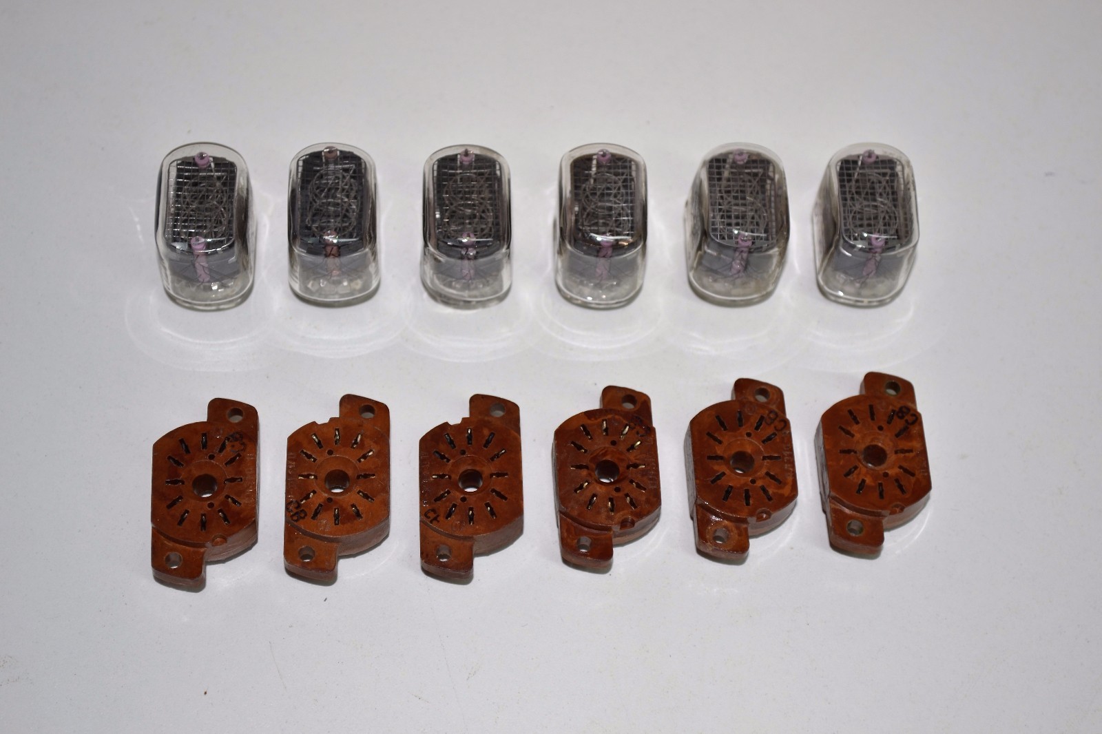 IN-12 + SOCKETS 6PCS SUPER SET used nixie tubes IN-12A IN-12B IN12 IN12B IN12