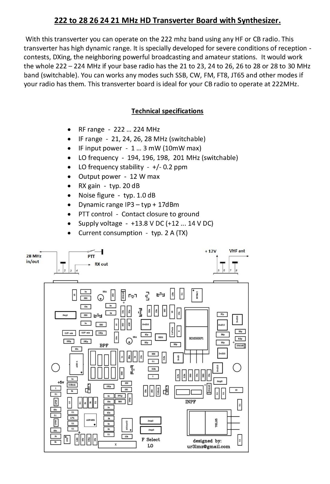 222MHz to 28 26 24 21 MHz HD HS Transverter ham CB radio FT8 VHF UHF 8W 1.25m - Image 4