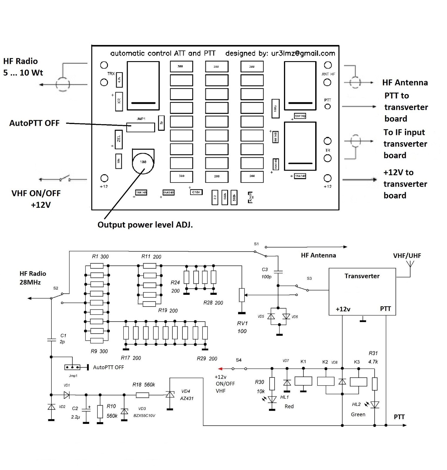 AutoPTT Switch Transverter Interface Board 50 70 144 222 432 Mhz VHF UHF - Image 2